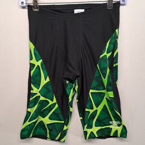 Speedo Endurance+ Performance Swimsuit Jammers Size 30 Green Graphic Pattern